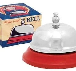 A bell is sitting on top of the box.
