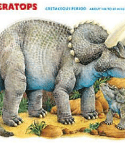 A picture of a Dinosaur: Triceratops and a baby dinosaur.