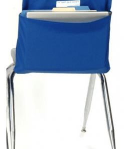 A blue chair with a white back and seat.