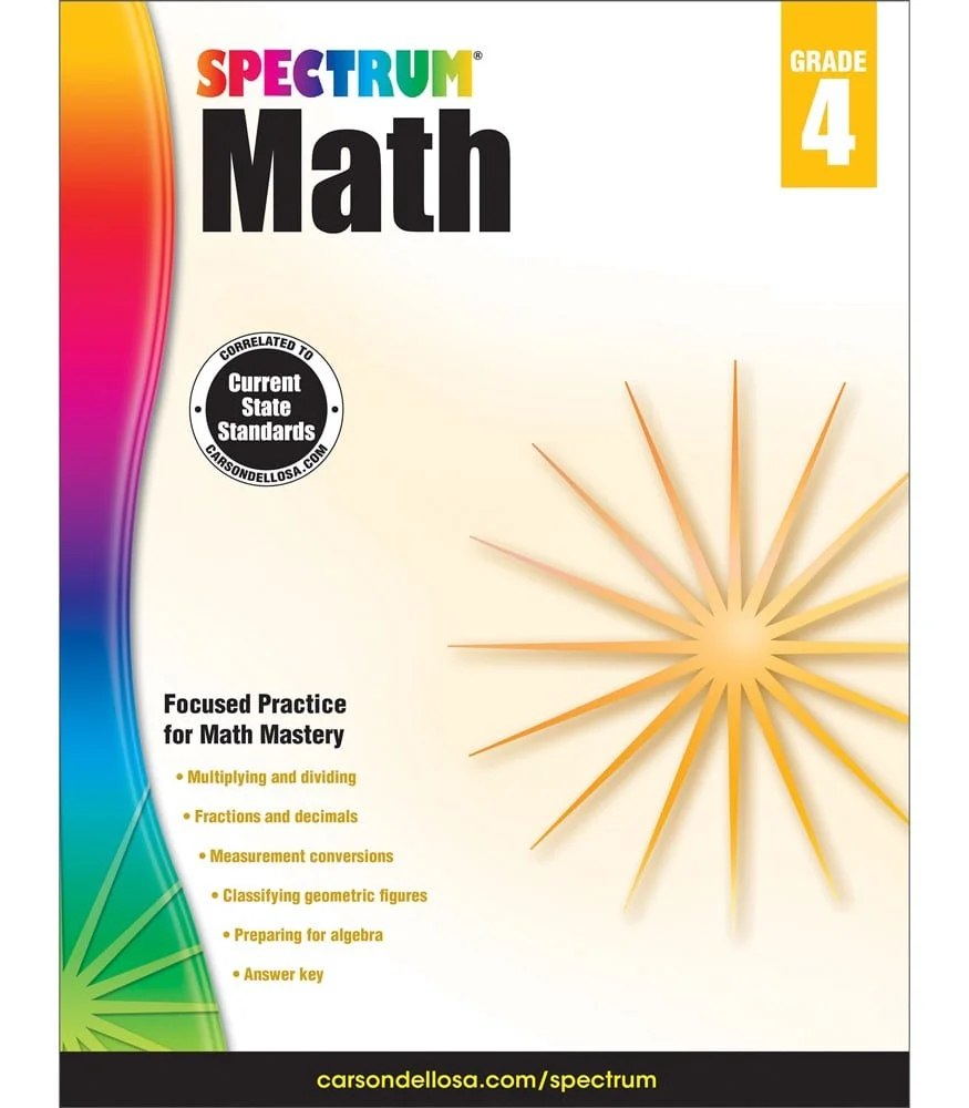 A book cover with the title of spectrum math 4.