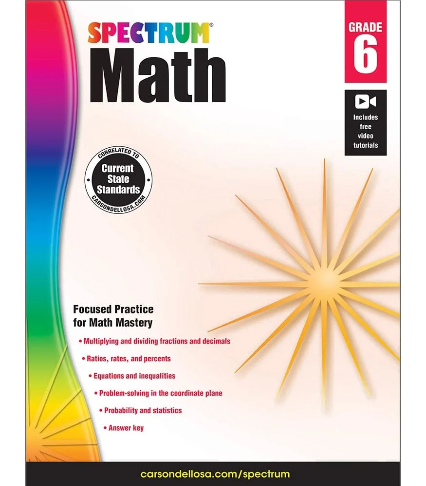 A book cover with the title of spectrum math.
