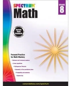 A book cover with the title of spectrum math 8.
