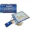 A box of scrabble tiles and a board