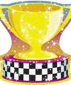 A trophy with checkered pattern on top of it.