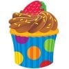 A cupcake with chocolate frosting and strawberry on top.