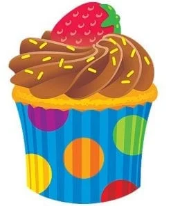 A cupcake with chocolate frosting and strawberry on top.