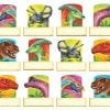 A bunch of dinosaurs that are in front of each other