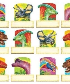 A bunch of dinosaurs that are in front of each other