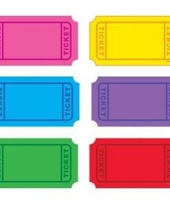 A set of six different colored tickets.