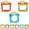 A set of popcorn frames with different designs.