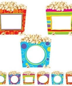 A set of popcorn frames with different designs.