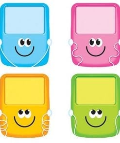 A set of four different colored cartoon style phones.