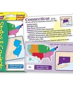 A pocket flash card of the states and capitals.