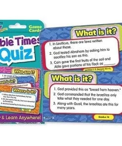 A card game with bible times quiz cards.