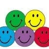 A group of smiley faces sitting in a row.