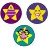 A set of three stickers with stars and glasses.