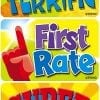 A series of three stickers with the words " terrifin ", " first rate ," and " griffin ".