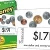 A set of Money Skill Drill Flash Cards with coins on them.