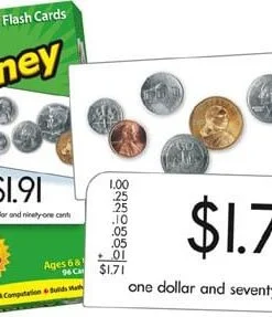 A set of Money Skill Drill Flash Cards with coins on them.