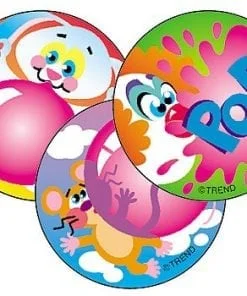 A group of three stickers with different designs.