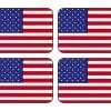 A set of four american flag coasters.