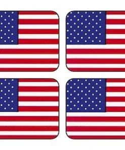 A set of four american flag coasters.