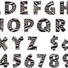 A set of zebra print letters and numbers.