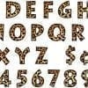 A set of letters and numbers with leopard print.