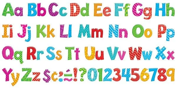 A set of colorful letters and numbers.