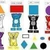 A bunch of different shapes and colors with bears