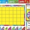 A colorful calendar with spanish writing on it.