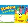 A student of the week certificate with crayons