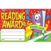 A reading award certificate with a cartoon character.