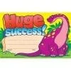 A large pink dinosaur sitting on top of a yellow field.