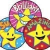 A set of three stickers with smiley faces.