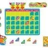 A calendar with many different shapes and colors.