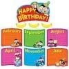 A birthday board with monkey and banana pictures