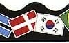 A black board with two flags of denmark and south korea