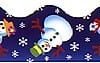 A snowman with a present on it's back.