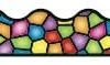 A colorful stained glass window with a border.