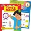 A book with pictures of coins and a picture of a girl.