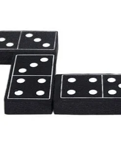A black and white domino set on top of a table.
