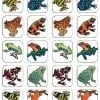 A bunch of different colored frogs on some stickers