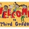 A group of children holding up letters to spell out the word welcome.