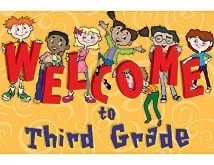 A group of children holding up letters to spell out the word welcome.