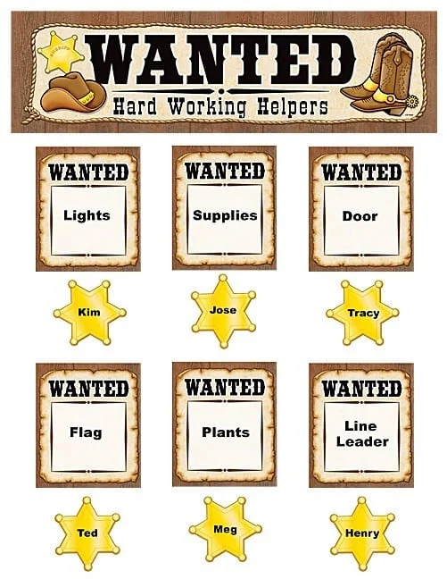 Wanted: Western Helpers Mini Bulletin Board Set