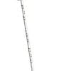 A white cane with a black handle and a black dot on it.