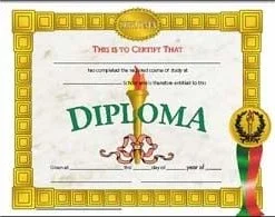 A diploma is shown with the word " diploma " on it.