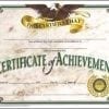 A certificate of achievement with an eagle on it.