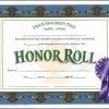 A certificate of honor is shown with a ribbon.